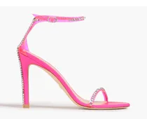 PVC-trimmed embellished leather sandals - Pink