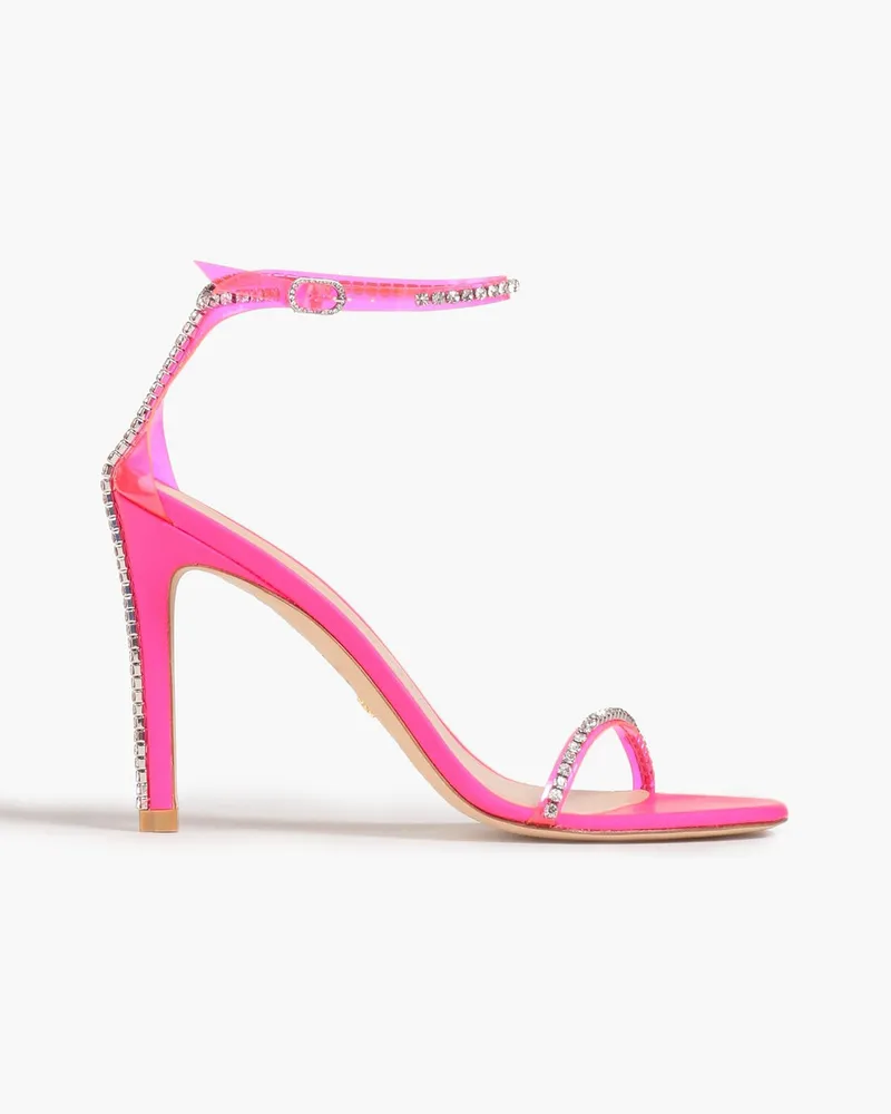Stuart Weitzman PVC-trimmed embellished leather sandals - Pink Pink