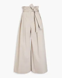 Moschino Pleated cotton-blend twill wide-leg pants - Gray Gray