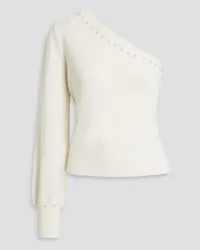 CAMI NYC Virginia one-sleeve faux pearl-embellished merino wool sweater - White White