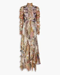 Zimmermann Ruffled printed lamé maxi dress - Purple Purple