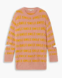 Stella McCartney Cutout brushed intarsia-knit sweater - Pink Pink