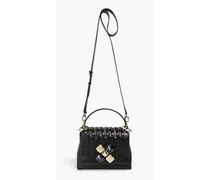 1928 embellished woven leather tote - Black