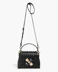 Serapian 1928 small embellished woven leather tote - Black Black