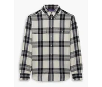 Leeann checked wool, silk and cashmere-blend flannel shirt - Black