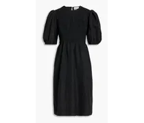 Shirred jacquard midi dress - Black