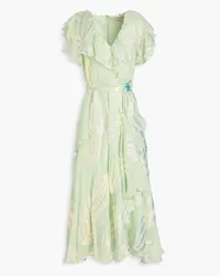 Temperley London Clarisse wrap-effect fil coupé silk-blend georgette midi dress - Green Green