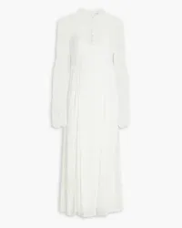 Temperley London Dreaming lace-paneled crepe de chine midi dress - White White