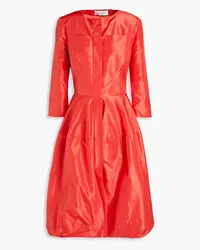 Oscar de la Renta Gathered silk-taffeta dress - Red Red