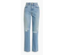 Sierra distressed high-rise straight-leg jeans - Blue