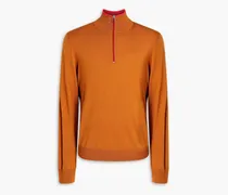 Merino wool half-zip sweater - Brown