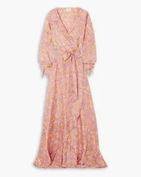 Hannah Luna floral-print silk wrap maxi dress - Pink Pink