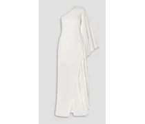 Ellen one-sleeve draped stretch-jersey gown - White