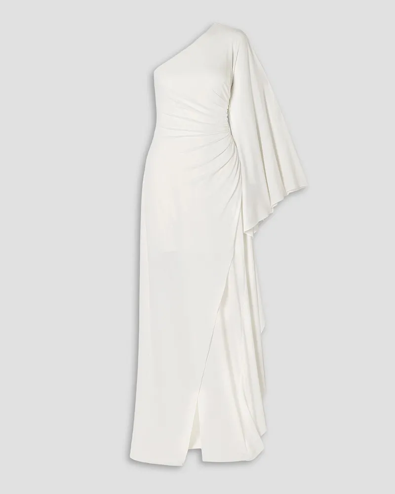 Halston Ellen one-sleeve draped stretch-jersey gown - White White