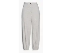 Mélange cashmere and cotton-blend French terry track pants - Gray