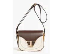 T Timeless color-block leather shoulder bag - Brown