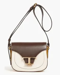 TOD'S T Timeless color-block leather shoulder bag - Brown Brown