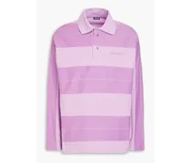 Raye striped cotton-jersey polo shirt - Purple