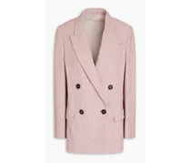 Double-breasted linen blazer - Pink