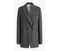 Double-breasted wool-crepe blazer - Gray