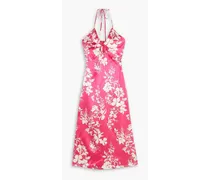 Antoni floral-print silk-satin halterneck midi dress - Pink