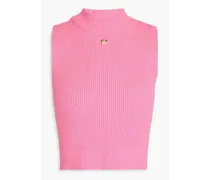Sagan appliquéd ribbed-knit turtleneck top - Pink