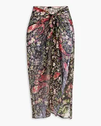 Etro Floral-print silk-georgette pareo - Black Black