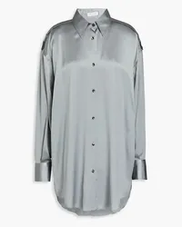 Brunello Cucinelli Bead-embellished stretch-silk satin shirt - Gray Gray