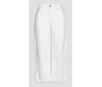 Cropped high-rise straight-leg jeans - White