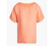 Jersey-paneled linen-gauze top - Orange