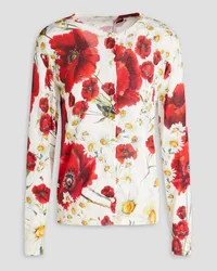 Dolce & Gabbana Floral-print silk cardigan - White White