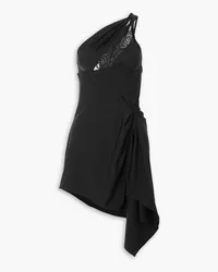 COPERNI Asymmetric lace-trimmed satin-jersey mini dress - Black Black