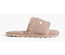 Muchas faux fur and suede slides - Neutral