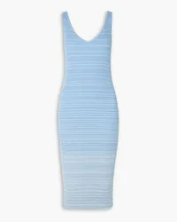 STAUD Dana striped ribbed-knit midi dress - Blue Blue