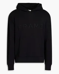 Frame Denim Embroidered French cotton-terry hoodie - Black Black