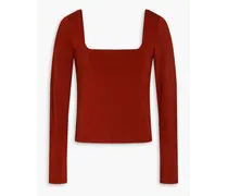 Stretch-Pima cotton jersey top - Red