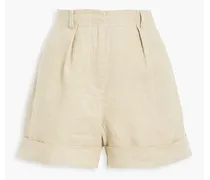 Pleated linen shorts - Neutral