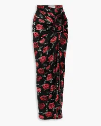 Magda Butrym Appliquéd floral-print stretch-jersey maxi skirt - Black Black