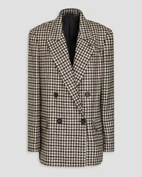 Brunello Cucinelli Double-breasted houndstooth wool-blend blazer - White White