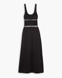 Leslie Amon Donatella crochet-trimmed stretch-jersey maxi dress - Black Black