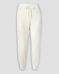 James Perse Waffle-knit cotton and cashmere-blend tapered track pants - White White