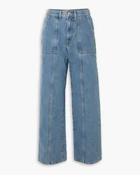 SLVRLAKE Grace paneled high-rise wide-leg cargo jeans - Blue Blue