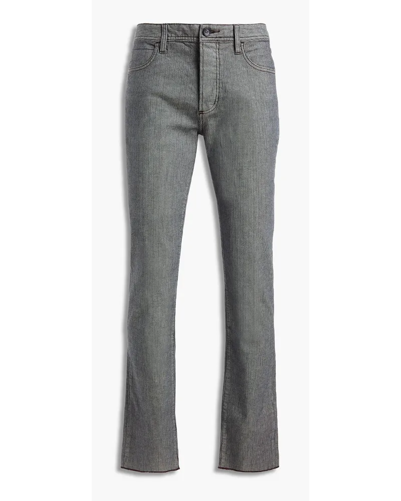 Slim-fit herringbone stretch-cotton pants - Gray