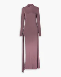 ATTICO Tie-detailed cutout jersey maxi dress - Purple Purple