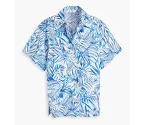 Floral-print cotton-poplin shirt - Blue