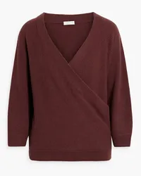 Brunello Cucinelli Wrap-effect ribbed cashmere sweater - Burgundy Burgundy