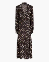 ROTATE Birger Christensen Cutout floral-print jacquard midi dress - Black Black