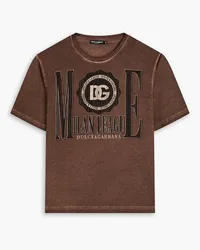 Dolce & Gabbana Distressed printed cotton-jersey T-shirt - Brown Brown