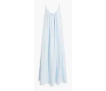 Gathered linen maxi dress - Blue