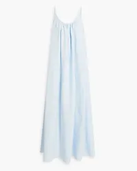 Another Tomorrow Gathered linen maxi dress - Blue Blue